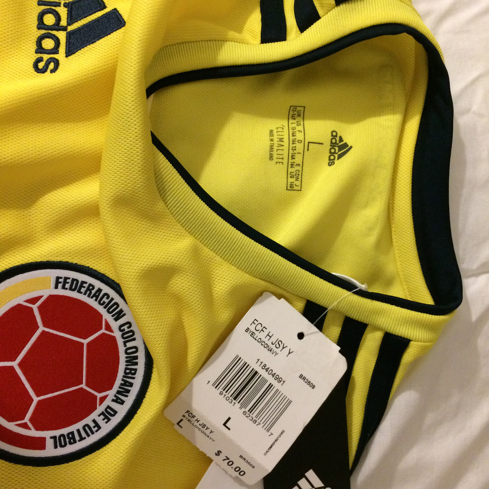 Adidas Yellow Colombia soccer jersey -size L (NWT) - Picture 6 of 8